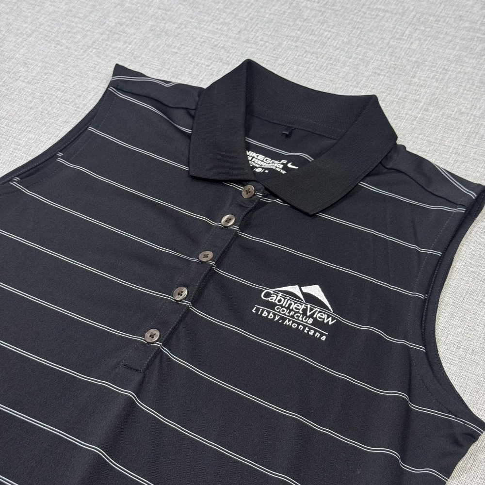 Nike Golf Dress Womens M Black Striped Shirt Dress Collared Dri-Fit Sleeveless